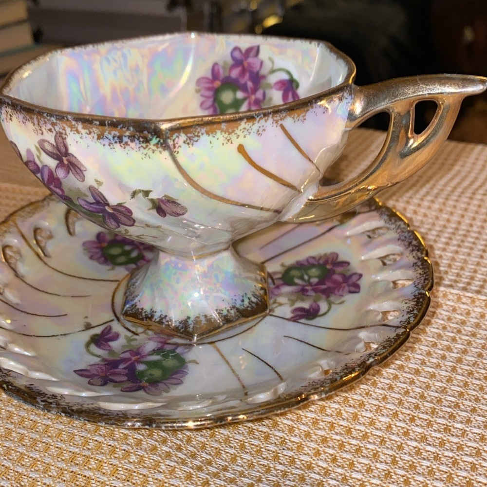 Vintage Kelvin Fine China L-917 Footed Tea Cup & Pierced Saucer - Picture 2 of 5